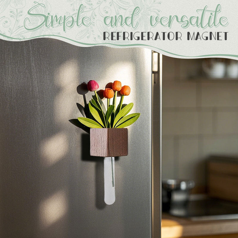 Wooden Flower Arrangement Refrigerator Magnet