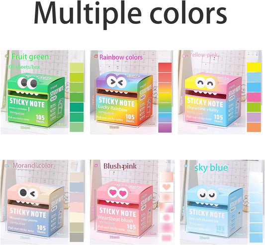 🖊🌈Cute Monster Pattern Sticky Note (105 Sheets/Roll)
